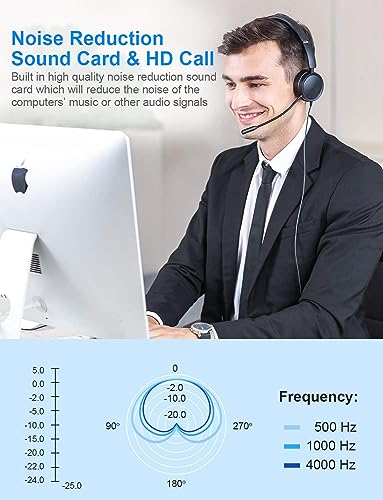 Image of New bee USB Headset with Mic for PC, On-Ear Computer Laptop Headphones with Noise Cancelling Microphone & USB-C Adapter for Home Office Online Class Skype Zoom (Black)