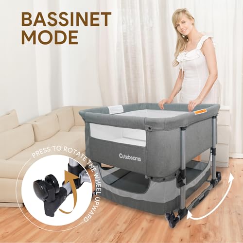 Cutebeams HB808-2 Twin Bassinet For 2 Babies, 3 In 1 Bedside Co Sleeper Double Bassinet For Twins,Rocking Bassinet For Baby thumb #4