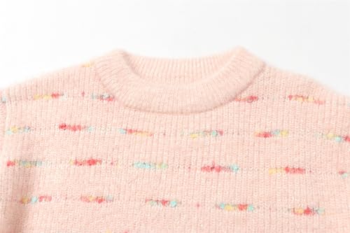 Mud Kingdom Girls Fuzzy Sweater Pullover Colorful Stripes Fashion Knitwear for Toddler Casual3