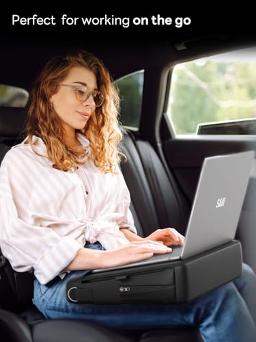 image for SAIJI Portable Laptop Lap Desk w/Retractable Mouse Pad Tray - Multifun