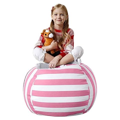 HUGUJ 32" Portable Baby Chair Stuffed Animal Toys Storage Bean Bag Chairs Cover