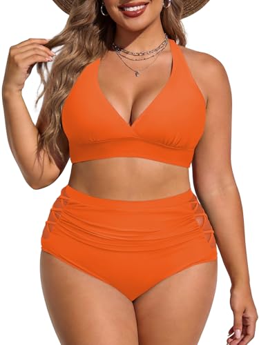 Image of American Trends Womens Plus Size Bikini Set - Tummy Control, High Waisted 2 Piece Swimsuits Bathing Suits