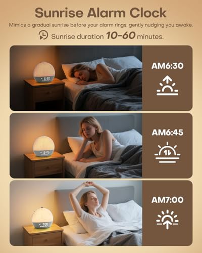 Sunrise Alarm Clock, White Noise Sound Machine, Sunlight Alarm Clocks for Bedrooms, 9 Natural Wake Up RGB Night Light, 30 Soothing Sounds for Heavy Sleepers, Baby, Kids, Adults - Image 3