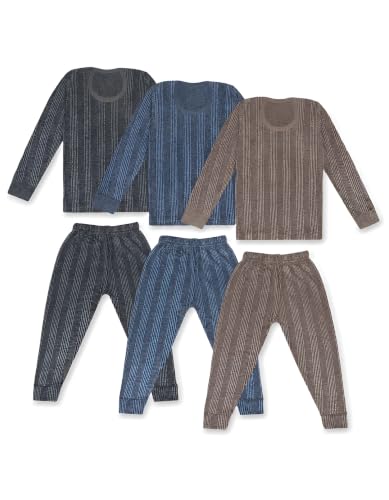 Image of TIXY Baby Thermal Wear Set Pack of 3 for Boys & Girls | Full Sleeve Cotton Rich Winter Innerwear Top & Bottom Set | Soft Warm Ribbed Thermals for Infants & Toddlers