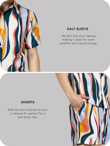 Image of DHRUVI TRENDZ Co Ord Set for Men | Trendy Night Dress for Boys | T-Shirt and Shorts Combo for Lounge | Stylish Summer and Travel Wear |Men's Matching Two-Piece for Vacation
