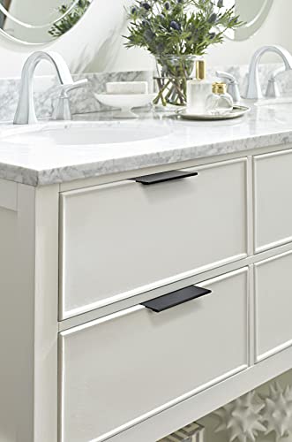Image of Amerock Edge Pull 3 in (76 mm) Center-to-Center Flat Black Cabinet Pull - 10 Pack