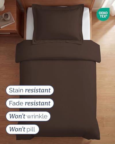 Image of Duvet Cover Twin /Twin XL Size Set - Extra Soft Twin /Twin XL Duvet Cover 68 inch x 90 inch with 1 Pillow Sham for Women, Men, Kids & Teens - Comfy, Easy-Care & Fade Free with Zipper Closures and Ties (Brown)
