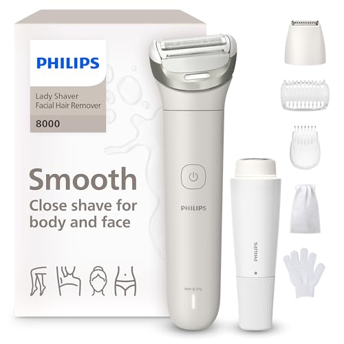 Philips Lady Shaver Series 8000 - Cordless, Wet & Dry Electric Shaver, 3-Blade Shaving System, Flexible Shaving Head, LED Light, for Face, Legs, Body & Bikini, 100 Mins. Runtime, Model BRL159/00