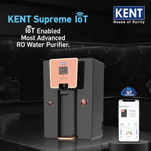 Image of KENT Supreme IoT RO Water Purifier|RO+UF+UV+Alk+Cu+TDS Control+UV In-Tank | IoT Enabled | Alkaline Water with pH 8-9.5 | 8L | 20LP /Hr Ideal For Borewell /Tanker /Municipal Water