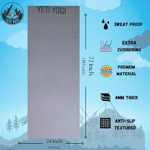Image of EVA Yoga Mat 4mm Grey Anti Slip Exercise Workout Mat Durable Comfortable Unisex Home Gym Pilates Training Fitness Mat