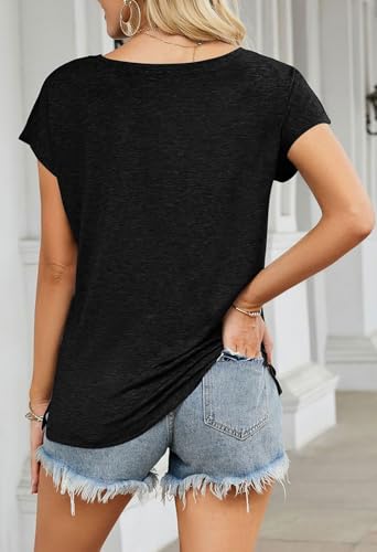 MEROKEETY Women's Casual Cap Sleeve T Shirts Basic Summer Tops Loose Solid Color Blouse - Image 4