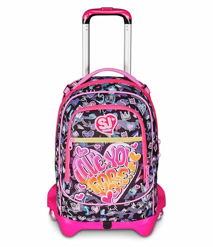 SJ GANG STYLE JAM GANG Trolley Scuola Jack 3 Ruote, Multicolore, 3 in 1, Zaino Triplo Uso con Carrello Sganciabile, 33 L, Zaino Scuola Elementare, Zaino Bambina