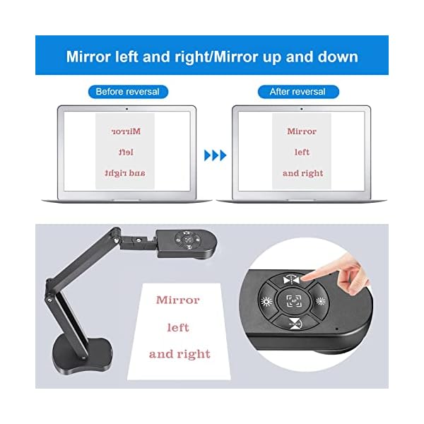 Kitchbai USB Dokumentenkamera und Visualizer 8MP, 2448P Webcam, Vorlagen bis A3 mit 3-Stufen-LED-Licht, Bildumkehr… – Bild 5