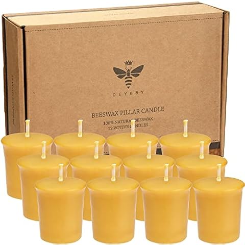 Natural Beeswax Votive Candles Set-12 Pack Votives for Home Room Decor Party Wedding Spa Cover