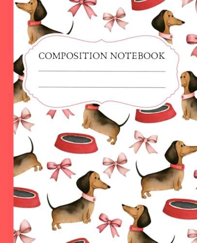 Dachshund Coquette Composition Notebook: Girly Aesthetic | College Ruled | 110 Pages | Perfect for School or Work