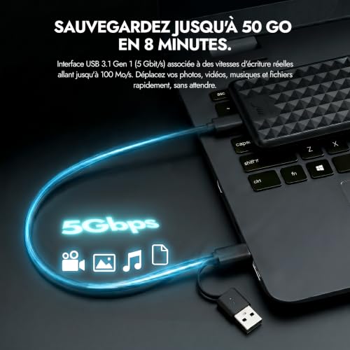 Image of ModusTech 500GB Portable External Hard Drive USB 3.0 /Type-C - Slim High-Speed HDD for Backup, Storage, Gaming - Compatible with PC, Mac, Laptop, PS4, PS5, Xbox, Windows, MacBook, Smart TV (500 GB)