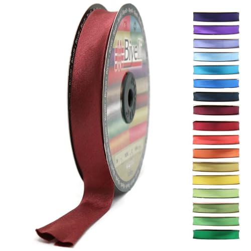 Image of Fold Satin Bias Tape - 99+ Colors - 3 /4 Inches Wide - 27 Yards - Fold Satin Binding Bias Ribbon Fabric Piping Bias Binding Tape for Sewing Clothing DIY (59. Burgundy Swiss) BYS59