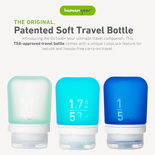 Image of humangear GoToob+ Bottles - Silicone Leak-Proof Travel Tubes for Toiletries, Camping & TSA Carry-On (3-Pack), Small (1.7 fl oz; 53ml), Mint /Aqua /Teal
