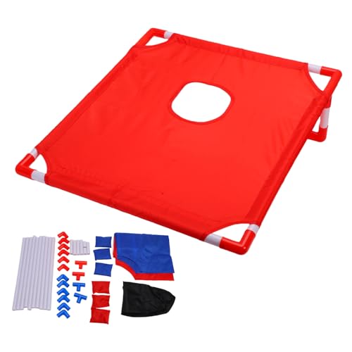 Jeu de Cornhole Portable POENVFPO avec 2 Planches et 6 Poufs