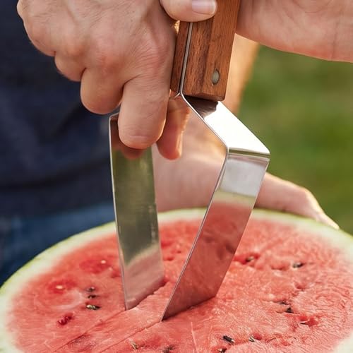 Cortador para sandía de acero inoxidable con mango de madera miniatura 4