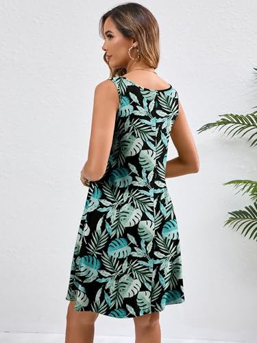 Image of KORSIS Summer Dress for Women Casual T Shirt Tank Dresses Sleeveless Swing Flowy Ladies Beach Vacation Sundress with Pocket