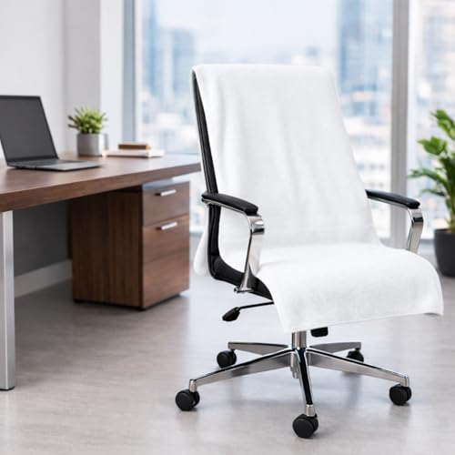 Image of Office Chair Towel | 500 GSM Towel with Tie Knot | Luxury Car Seat Towel Cover's | 100% Cotton Towel for Large Size | 70x140 CM | Pack of 4 - White