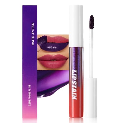 Image of evpct Mauve Red Peel Off Lip Stain Tints, Matte Liquid Lipstick Lip Stain Long Lasting Waterproof for Women, Non-stick Cup Lipstick Peel Off Highly Pigmented Not Faded Smudge-proof Easy to Apply, 02#