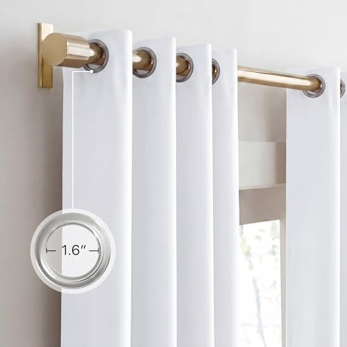 NICETOWN 100% Blackout Window Curtain Panels, Cold and Full Light Blocking Drapes with Black Liner for Nursery, 84 inches Drop Thermal Insulated Draperies (White, 2 Pieces, 52 Wide Each Panel) - 5