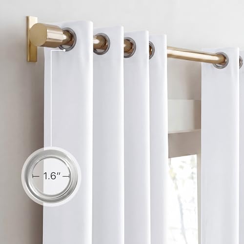Image of NICETOWN 100% Blackout Window Curtain Panels, Cold and Full Light Blocking Drapes with Black Liner for Nursery, 84 inches Drop Thermal Insulated Draperies (White, 2 Pieces, 52 Wide Each Panel)