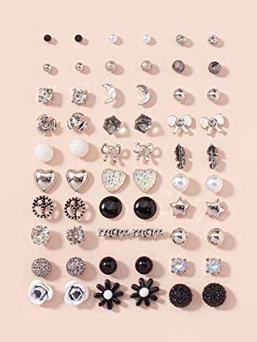 Image of Shining Diva Fashion 30 Pairs Combo Set Stylish Crystal Pearl Earrings for Women and Girls