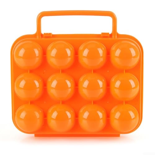 Soporte de plástico para huevos con diseño apilable de 12 cavidades y portátil para organizar el espacio del refrigerador, incluye cubierta a prueba de golpes para huevos (naranja)