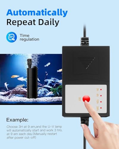Dawnmarine Aquarium Filter U-V For 50-150 Gallon, 4 In 1 Fish Tank Filter W/ 5W U-V Light Green Clean Machine Submersible Powerful Pump Internal Filter For Turtle Tank Saltwater Freshwater Crystal Clear thumb #2