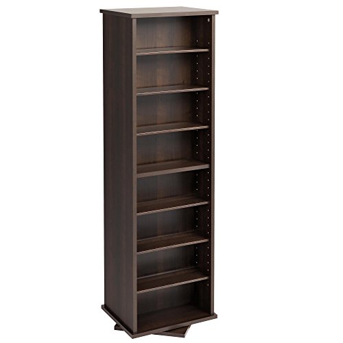 Image of Prepac 2 Revolving Display Cabinet Media Storage, Two-Sided Spinning Tower, Black