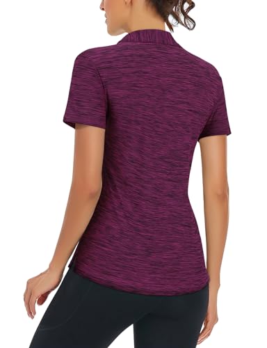 Image of Cucuchy Womens V Neck Golf Polo Shirts Moisture Wicking Sports Workout Tops