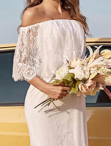 Mashengyue Lace Beach Wedding Dresses For Bride 2024 Bohemian Bridal Dress Wedding Gowns For Women Ivory Boho Wedding Dress Size 14 thumb #2