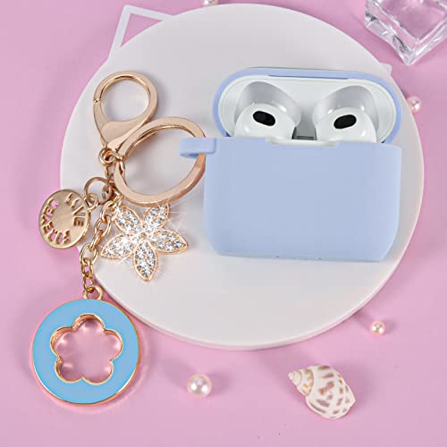Image of VISOOM Case for Airpods 3 Pink Airpods 3rd Cases 2021 Silicone for iPod 3 Earbuds Case Cover Women Wireless Charging Case with Accessories Girl Bling Keychain for Apple Ear Buds 3rd Generation