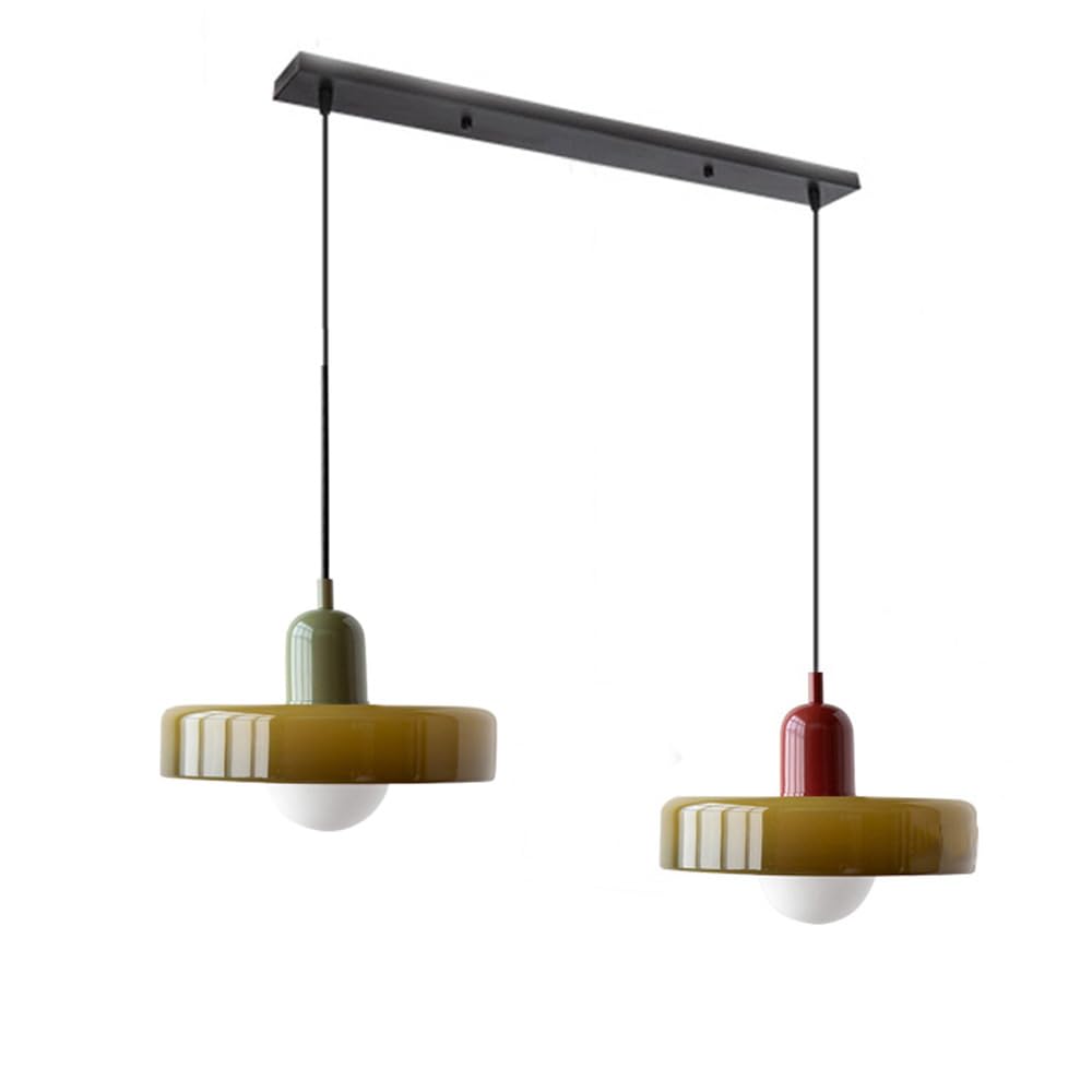 2-Light Duża zielona szklana lampa wisząca Żyrandol w stylu Mid Century Modern Vintage Farmhouse Wisząca lampa sufitowa Lampa kuchenna nad zlewem Sypialnia Jadalnia Bar