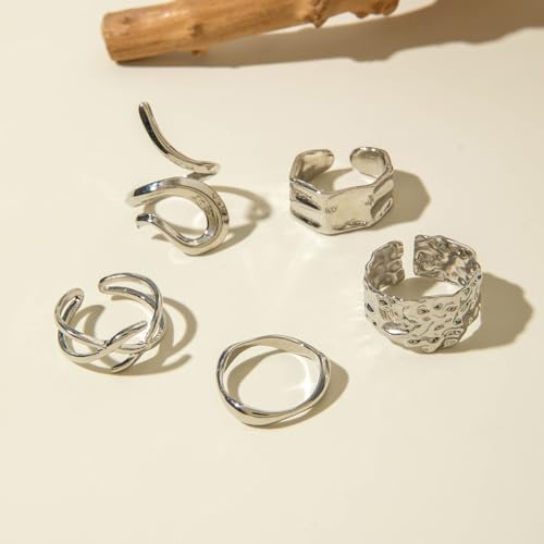 Image of Shining Diva Fashion Combo Set Gold and Silver Plated Rings for Women and Girls Stylish