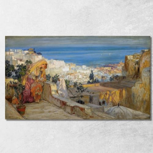 Femmes arabes sur un toit Alger sur Frederick Arthur Bridgman, fab14 Tableau imprimé sur toile, 150 x 90 cm