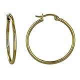 Bijou de Créateur LES POULETTES BIJOUX - Boucles d\'Oreilles Plaqué Or Moyennes Créoles Rondes 3cm