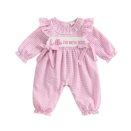 Newborn Baby Girl Fall Clothes Coming Home Outfit daddy's girl Smocked Romper Cute Jumpsuit Winter Outfits