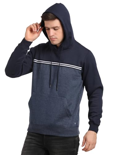 Image of Turtle Men Cotton Stretch Nvay Blue Solid Hooded Sweatshirt || Men's Sweatshirts || Cotton Sweatshirt