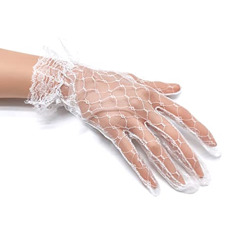 Guantes cortos de encaje negros blancos transparentes para conducir mujer 2