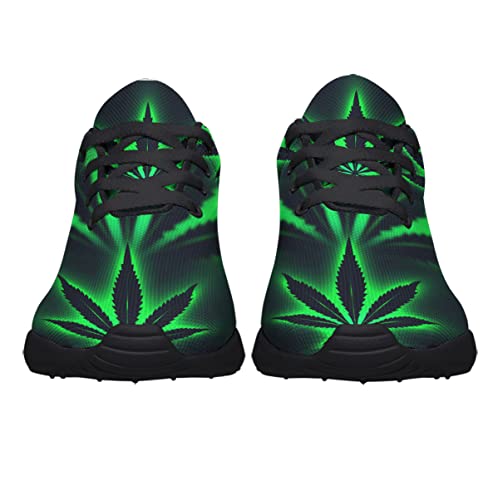 Sonzj-II Mens Womens Marijuana Leaf Shoes,Personalited Weed Running Sneakers Cannabis 420 Walking Tennis Shoes3