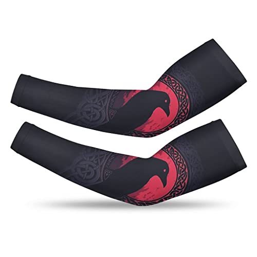 Manches de protection solaire contre les coups de soleil motif viking corbeau