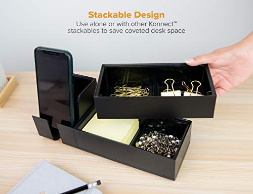 Image of Bostitch Office Konnect Desk Organizer Accessory Tray, Wide, Stacks for Desktop Storage, Black
