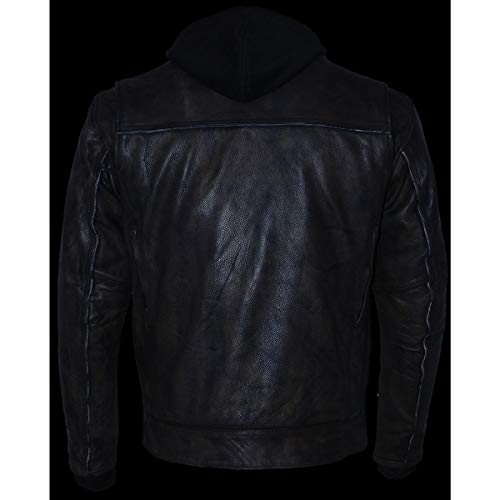 Image of Milwaukee Leather Men's Premium Leather Motorcycle Riders Vented Jacket with Removable Hoody Liner