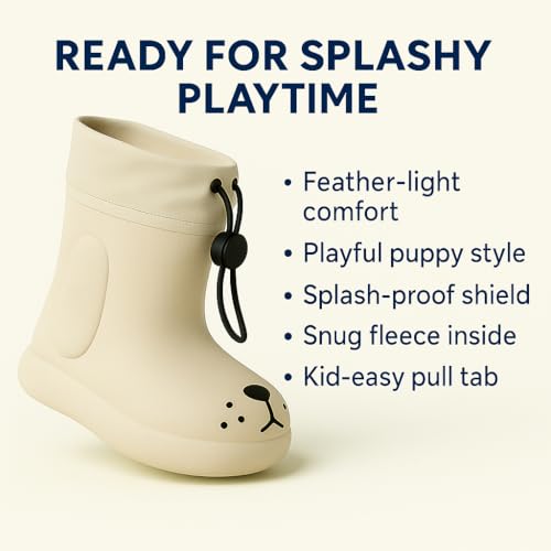 Toddler Rain Boots – Premium Kids Rain Boots for Boys & Girls with Non-Slip Soles – Children's EVA Outdoor Shoes - Puppy Paw Design3