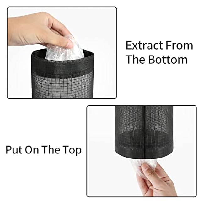 Moniko Plastic Bag Holder - 2 Pack Mesh Grocery Bag Dispenser, Foldable Washable Hanging Organizer for Kitchen (Black)