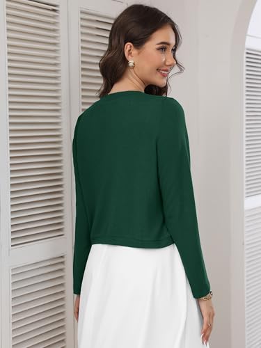 Image of Heymoments Women's Long Sleeve Thin Kintted Shrugs Sweaters Lightweight Cropped Tops Open Front Cardigan for Dress